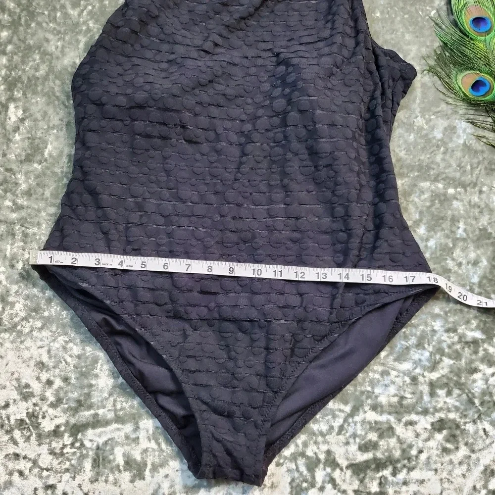 Anne‎ Cole Black High Neck Sheer Swimsuit